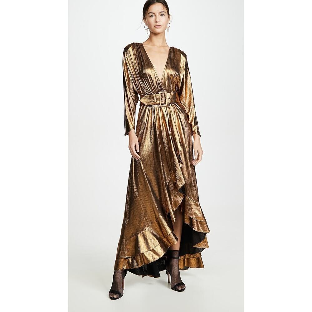 NWD RETROFETE Wayne Lame Metallic Bronze Cocktail Dress Sz XS No Belt #2G454